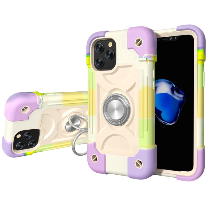 Funda protectora de silicona a prueba de golpes + PC con soporte de doble anillo, For iPhone 12 Pro Max