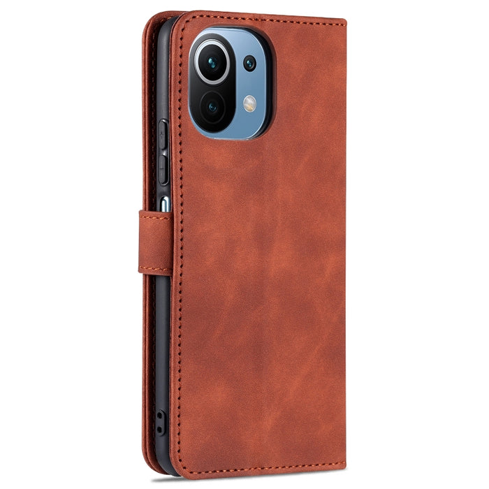 AZNS Skin Feel Calf Texture Funda de cuero con tapa horizontal con ranuras para tarjetas y soporte y billetera, For Xiaomi Mi 11 Lite, For Xiaomi Mi 11 Ultra