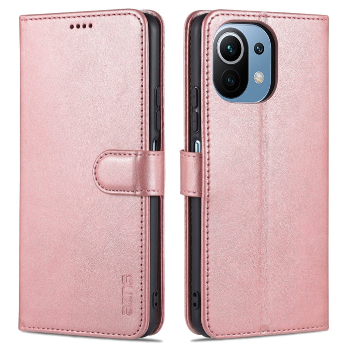 AZNS Skin Feel Calf Texture Funda de cuero con tapa horizontal con ranuras para tarjetas y soporte y billetera, For Xiaomi Mi 11 Lite, For Xiaomi Mi 11 Ultra