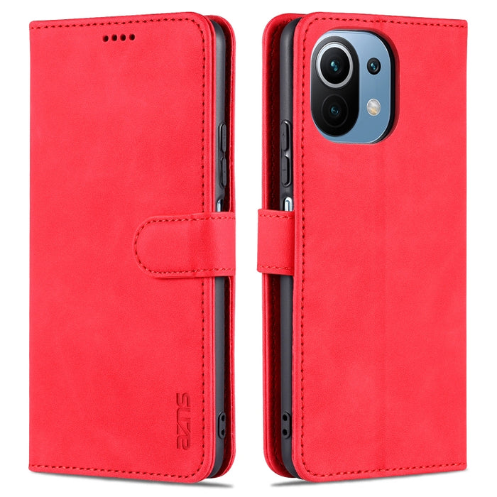 AZNS Skin Feel Calf Texture Funda de cuero con tapa horizontal con ranuras para tarjetas y soporte y billetera, For Xiaomi Mi 11 Lite, For Xiaomi Mi 11 Ultra