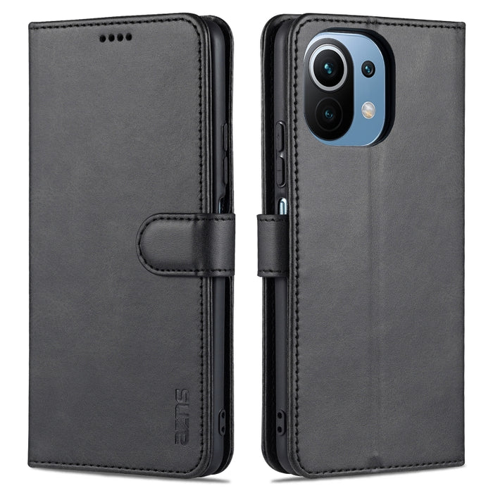 AZNS Skin Feel Calf Texture Funda de cuero con tapa horizontal con ranuras para tarjetas y soporte y billetera, For Xiaomi Mi 11 Lite, For Xiaomi Mi 11 Ultra