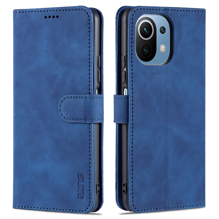 AZNS Skin Feel Calf Texture Funda de cuero con tapa horizontal con ranuras para tarjetas y soporte y billetera, For Xiaomi Mi 11 Lite, For Xiaomi Mi 11 Ultra