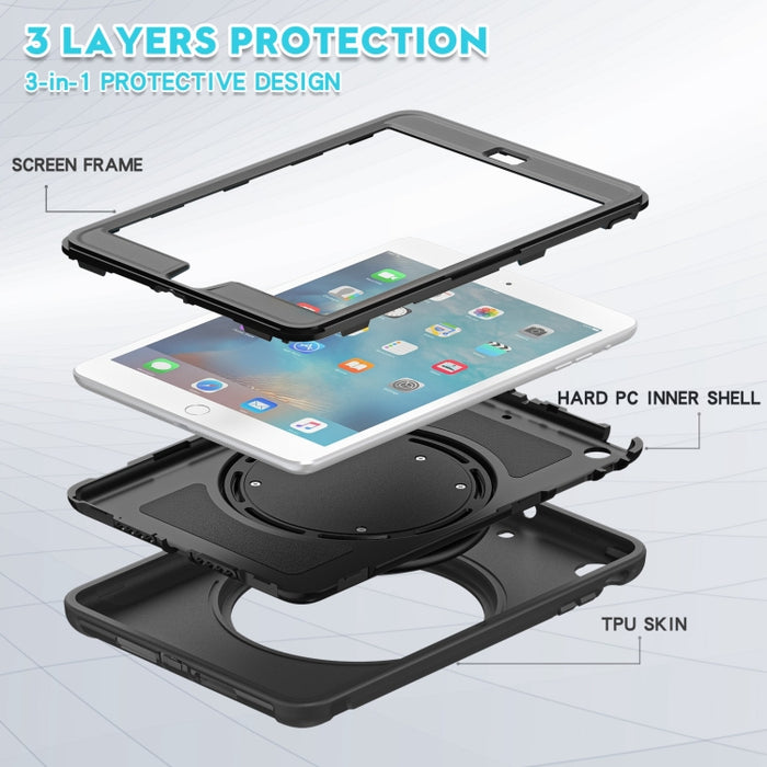 Estuche protector de TPU + PC a prueba de golpes con rotación de 360 grados Mango plegable Soporte de agarre Ranura para bolígrafo