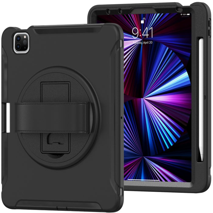 Estuche protector de TPU + PC a prueba de golpes con rotación de 360 grados Mango plegable Soporte de agarre Ranura para bolígrafo