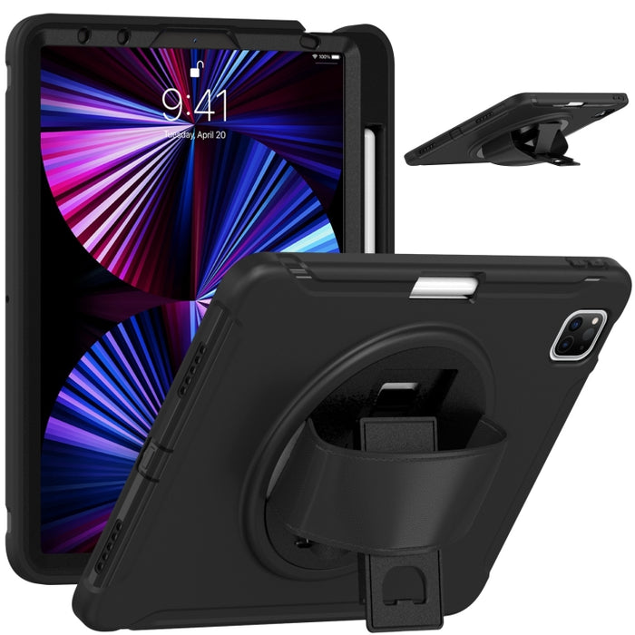 Estuche protector de TPU + PC a prueba de golpes con rotación de 360 grados Mango plegable Soporte de agarre Ranura para bolígrafo