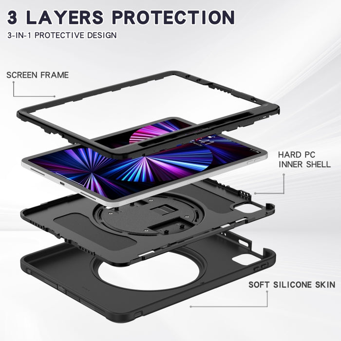 Estuche protector de TPU + PC a prueba de golpes con rotación de 360 grados Mango plegable Soporte de agarre Ranura para bolígrafo