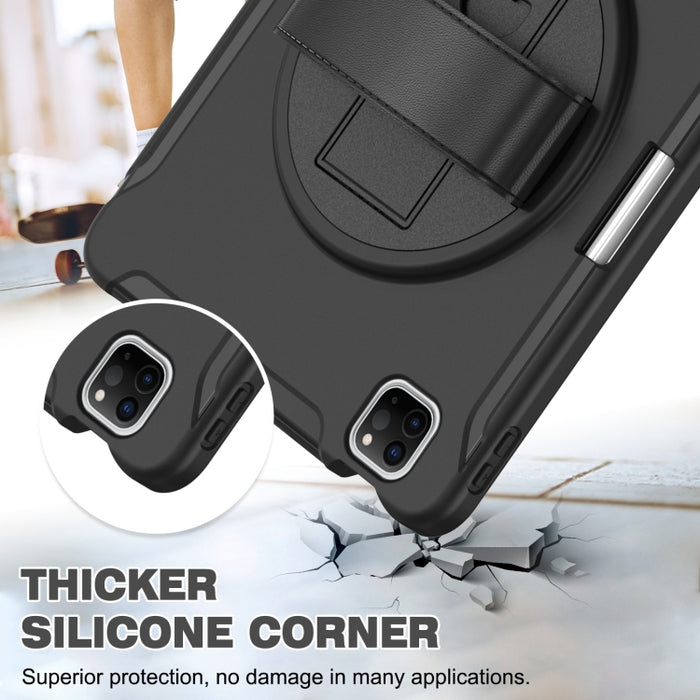 Estuche protector de TPU + PC a prueba de golpes con rotación de 360 grados Mango plegable Soporte de agarre Ranura para bolígrafo
