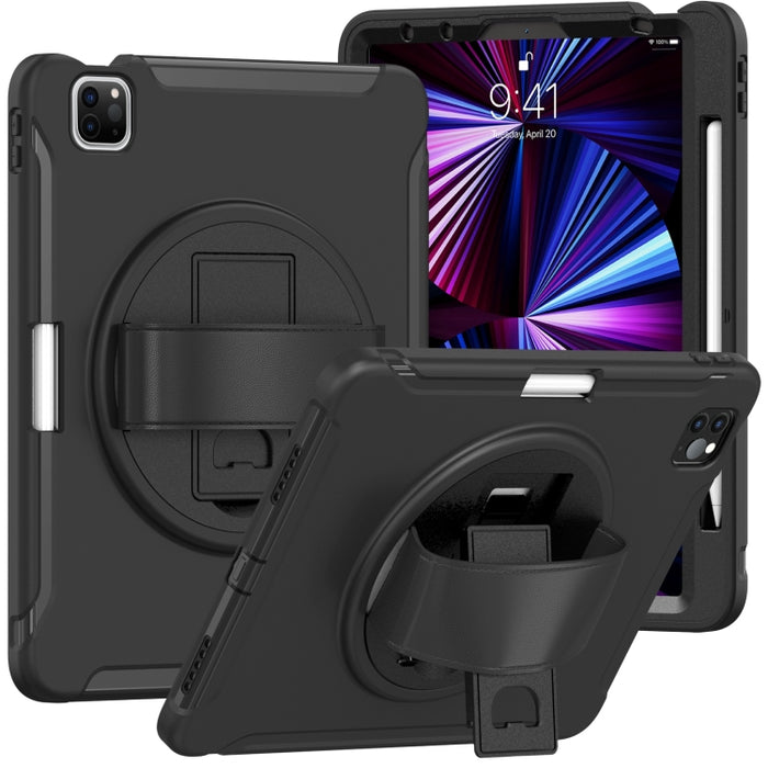 Estuche protector de TPU + PC a prueba de golpes con rotación de 360 grados Mango plegable Soporte de agarre Ranura para bolígrafo