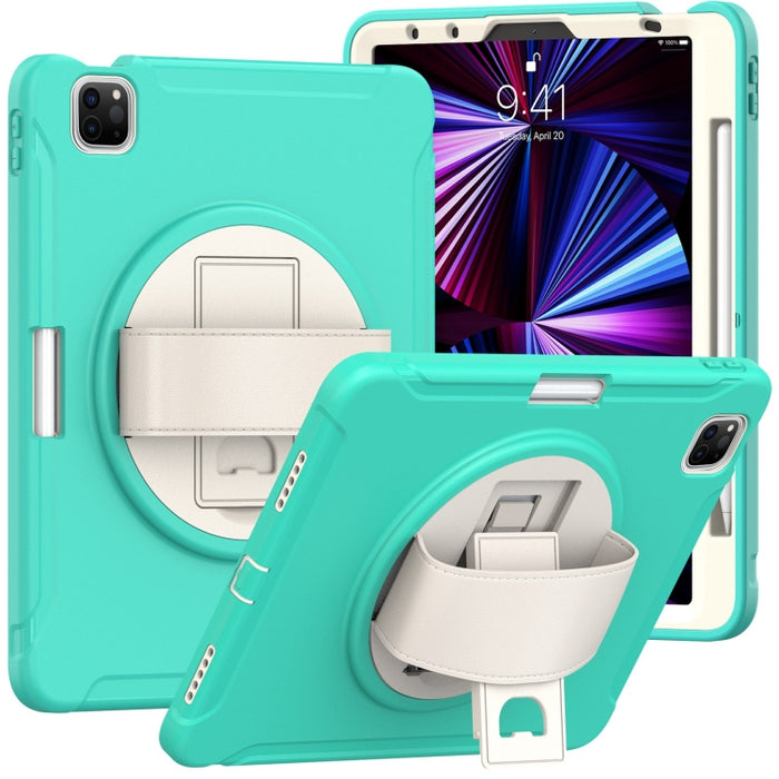 Estuche protector de TPU + PC a prueba de golpes con rotación de 360 grados Mango plegable Soporte de agarre Ranura para bolígrafo