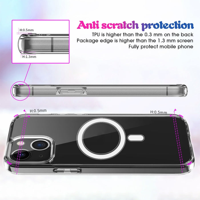 Estuche Magsafe Anillo magnético simple Todo incluido Cristal transparente Acrílico PC + TPU Estuche a prueba de golpes