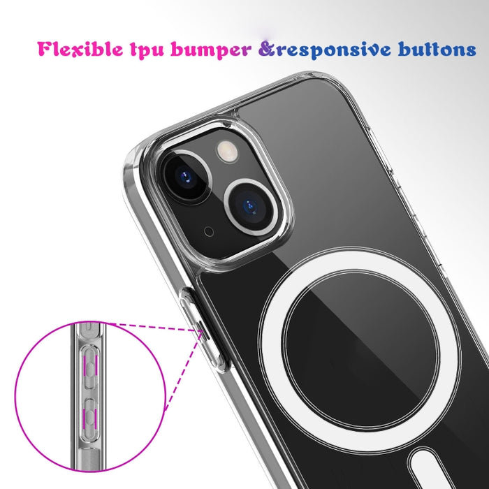 Estuche Magsafe Anillo magnético simple Todo incluido Cristal transparente Acrílico PC + TPU Estuche a prueba de golpes