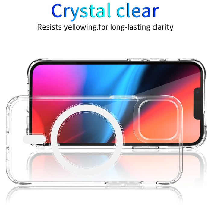 Estuche Magsafe Anillo magnético Cristal transparente Acrílico + TPU Airbag de cuatro esquinas Estuche a prueba de golpes