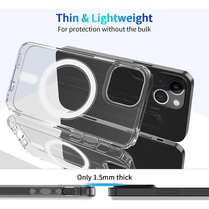 Estuche Magsafe Anillo magnético Cristal transparente Acrílico + TPU Airbag de cuatro esquinas Estuche a prueba de golpes