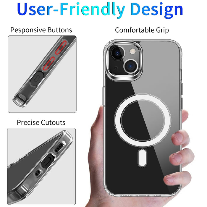 Estuche Magsafe Anillo magnético Cristal transparente Acrílico + TPU Airbag de cuatro esquinas Estuche a prueba de golpes