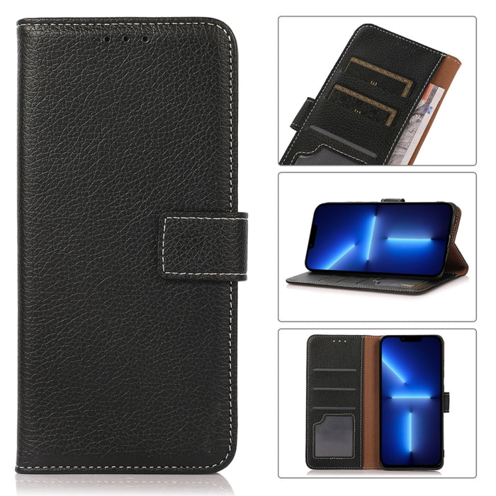 Estuche de cuero con tapa horizontal Litchi Texture PU + TPU con soporte y ranuras para tarjetas y billetera