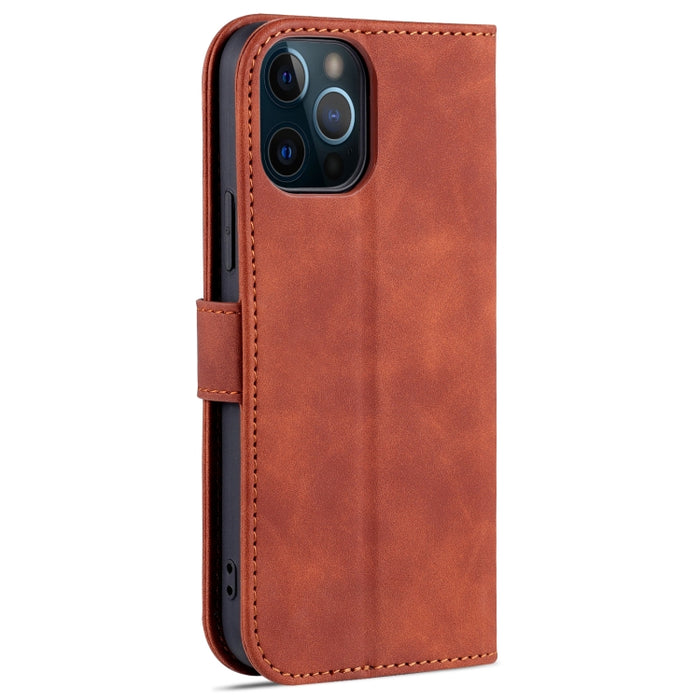 AZNS Skin Feel Calf Texture Funda de cuero con tapa horizontal con ranuras para tarjetas y soporte y billetera, For iPhone 12 Pro, For iPhone 12 Pro Max