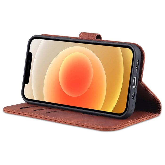 AZNS Skin Feel Calf Texture Funda de cuero con tapa horizontal con ranuras para tarjetas y soporte y billetera, For iPhone 12 Pro, For iPhone 12 Pro Max