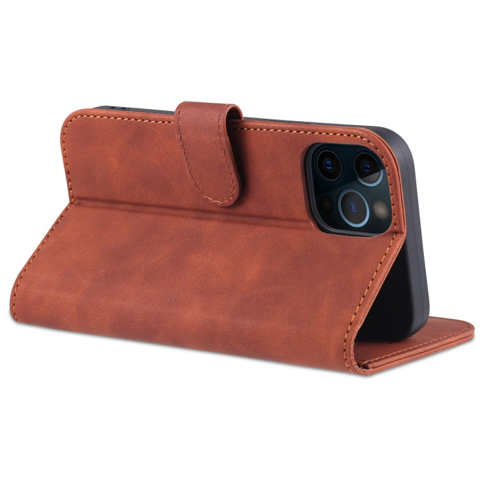 AZNS Skin Feel Calf Texture Funda de cuero con tapa horizontal con ranuras para tarjetas y soporte y billetera, For iPhone 12 Pro, For iPhone 12 Pro Max
