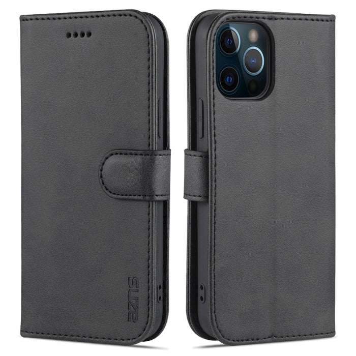 AZNS Skin Feel Calf Texture Funda de cuero con tapa horizontal con ranuras para tarjetas y soporte y billetera, For iPhone 12 Pro, For iPhone 12 Pro Max
