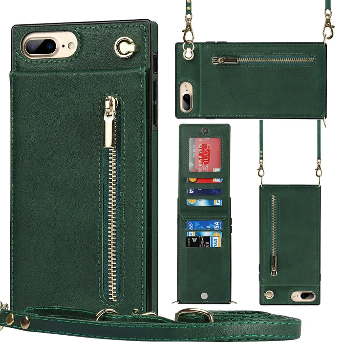 Caja de la contraportada del cuadrado TPU+PU de la cremallera del cuerpo cruzado con el soporte y las ranuras para tarjetas y la cartera y la correa