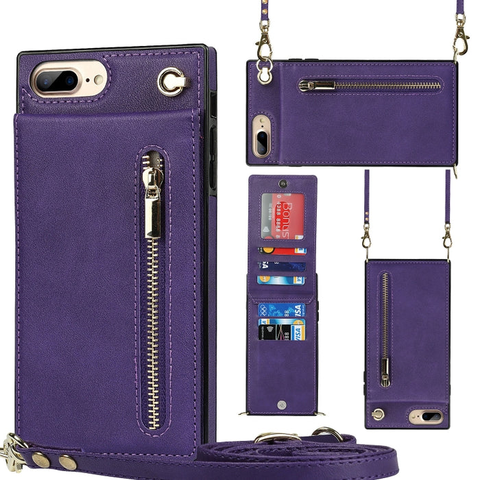 Caja de la contraportada del cuadrado TPU+PU de la cremallera del cuerpo cruzado con el soporte y las ranuras para tarjetas y la cartera y la correa