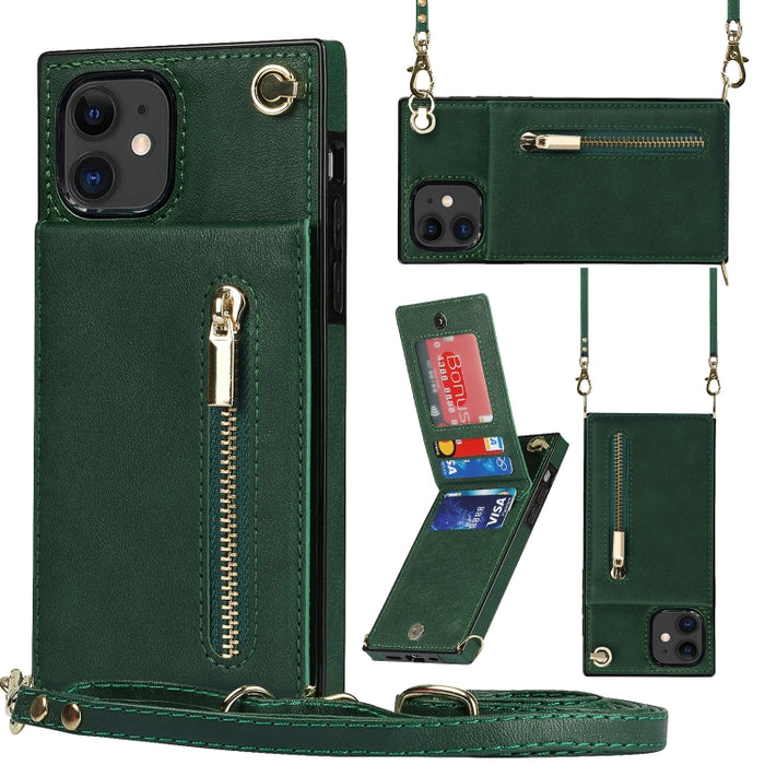 Caja de la contraportada del cuadrado TPU+PU de la cremallera del cuerpo cruzado con el soporte y las ranuras para tarjetas y la cartera y la correa