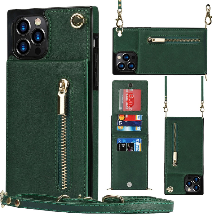 Caja de la contraportada del cuadrado TPU+PU de la cremallera del cuerpo cruzado con el soporte y las ranuras para tarjetas y la cartera y la correa