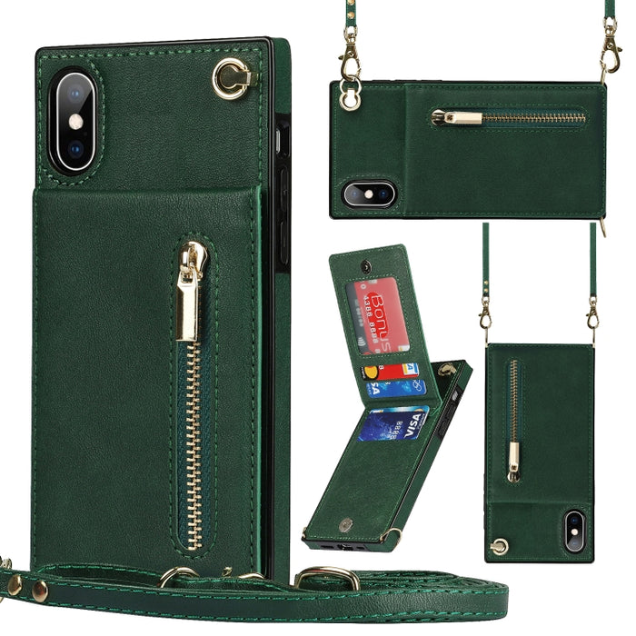 Caja de la contraportada del cuadrado TPU+PU de la cremallera del cuerpo cruzado con el soporte y las ranuras para tarjetas y la cartera y la correa
