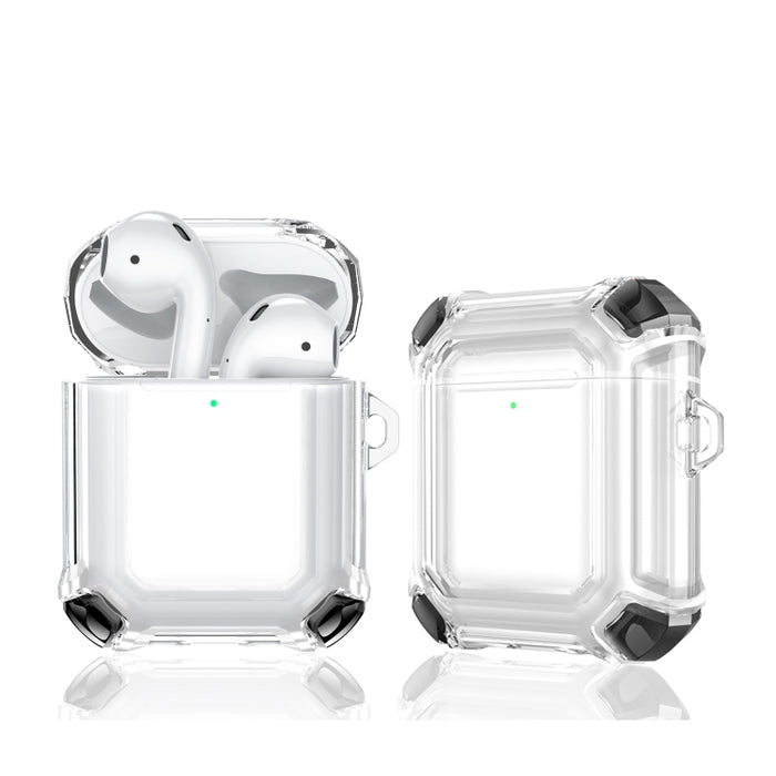 Estuche protector de PC de dos colores para auriculares inalámbricos anticaída de cuatro esquinas con gancho
