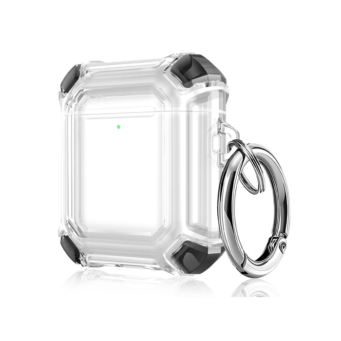 Estuche protector de PC de dos colores para auriculares inalámbricos anticaída de cuatro esquinas con gancho
