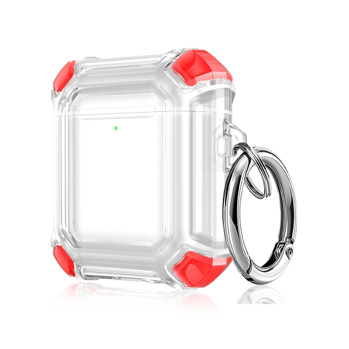 Estuche protector de PC de dos colores para auriculares inalámbricos anticaída de cuatro esquinas con gancho