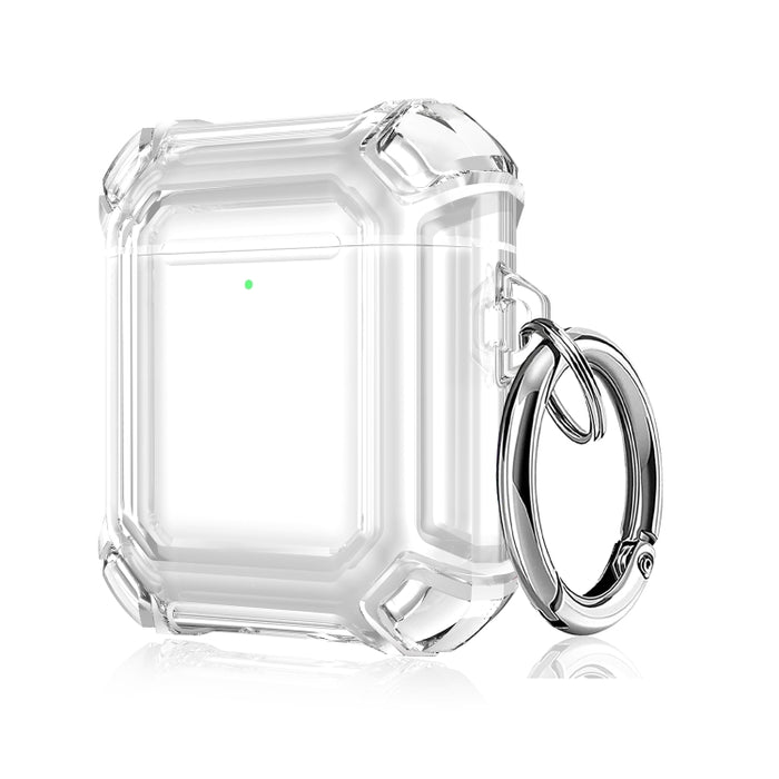 Estuche protector de PC de dos colores para auriculares inalámbricos anticaída de cuatro esquinas con gancho