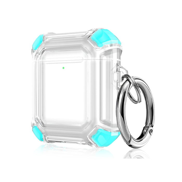 Estuche protector de PC de dos colores para auriculares inalámbricos anticaída de cuatro esquinas con gancho