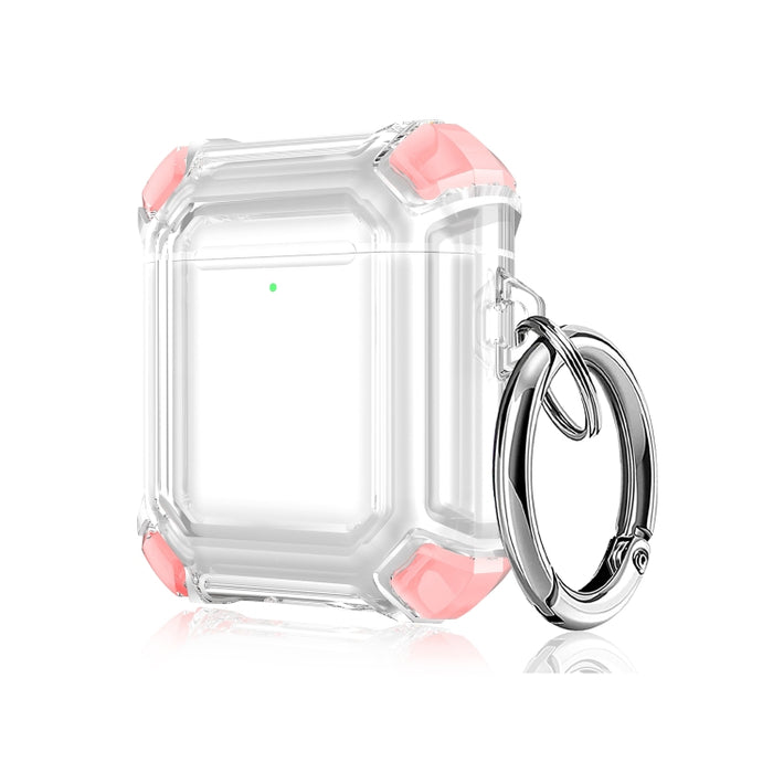 Estuche protector de PC de dos colores para auriculares inalámbricos anticaída de cuatro esquinas con gancho