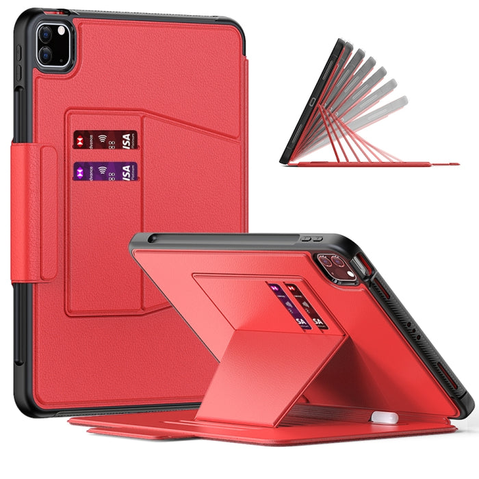 Estuche de cuero con tapa horizontal magnética Smart B con soporte de 7 velocidades y ranuras para tarjetas y ranura para bolígrafo y función de suspensión / activación