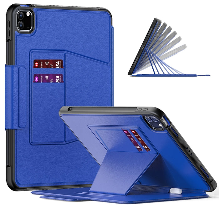 Estuche de cuero con tapa horizontal magnética Smart B con soporte de 7 velocidades y ranuras para tarjetas y ranura para bolígrafo y función de suspensión / activación