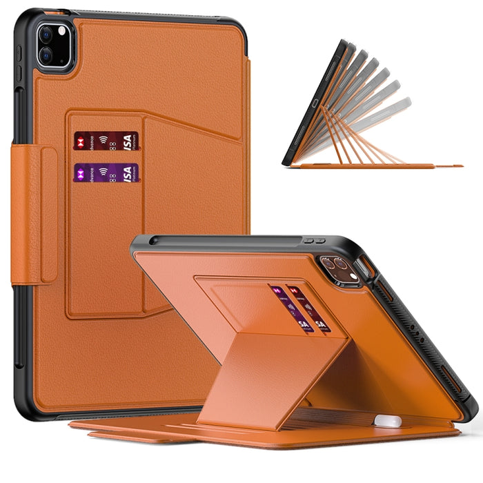 Estuche de cuero con tapa horizontal magnética Smart B con soporte de 7 velocidades y ranuras para tarjetas y ranura para bolígrafo y función de suspensión / activación