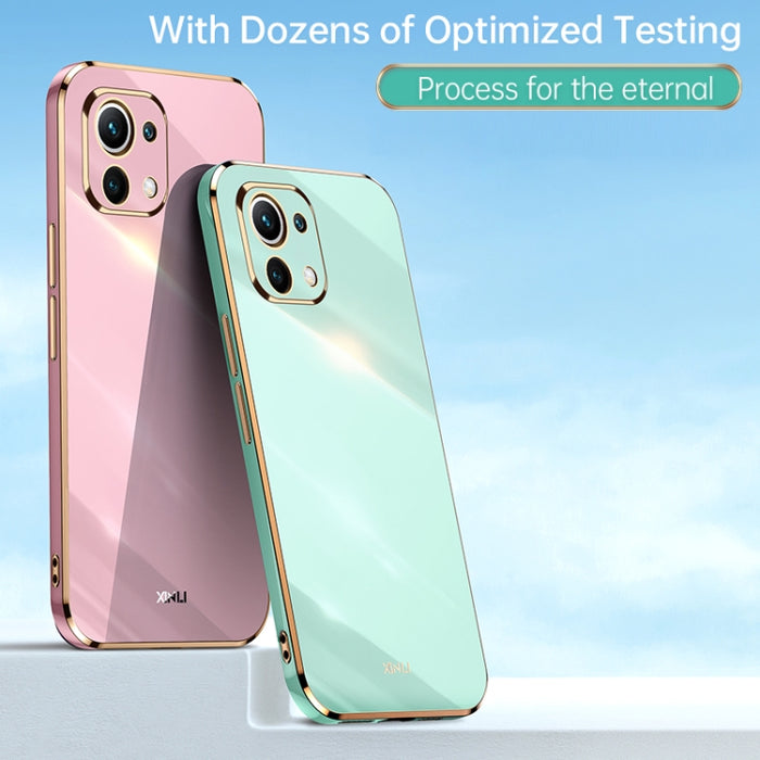 XINLI Straight 6D Plating Gold Edge TPU Estuche a prueba de golpes, For Xiaomi Mi 11 Lite