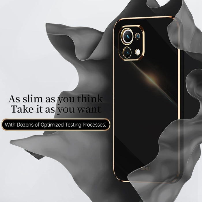 XINLI Straight 6D Plating Gold Edge TPU Estuche a prueba de golpes, For Xiaomi Mi 11 Lite