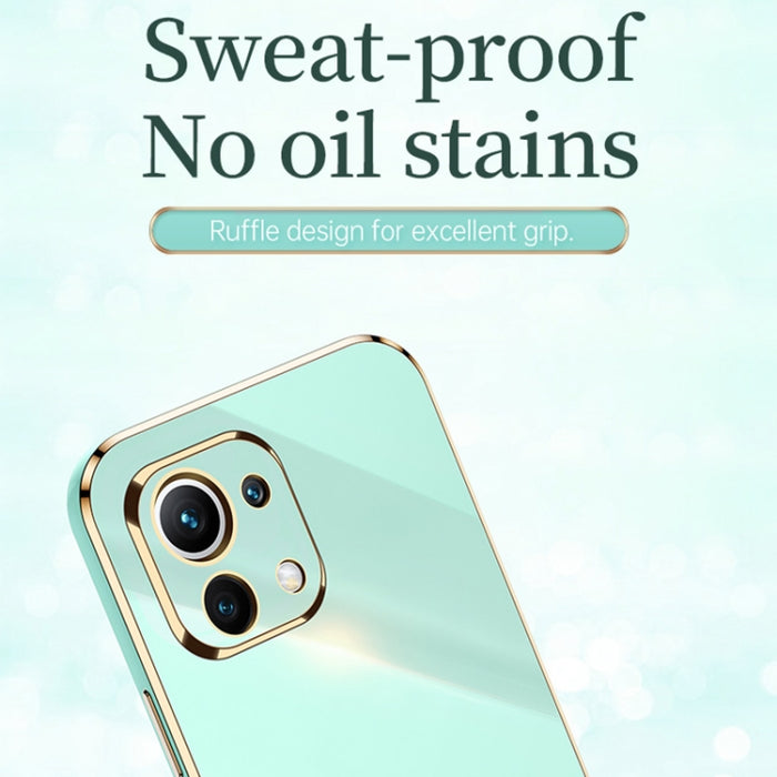 XINLI Straight 6D Plating Gold Edge TPU Estuche a prueba de golpes, For Xiaomi Mi 11 Lite