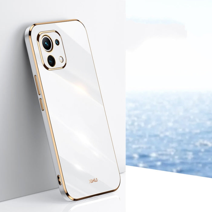 XINLI Straight 6D Plating Gold Edge TPU Estuche a prueba de golpes, For Xiaomi Mi 11 Lite