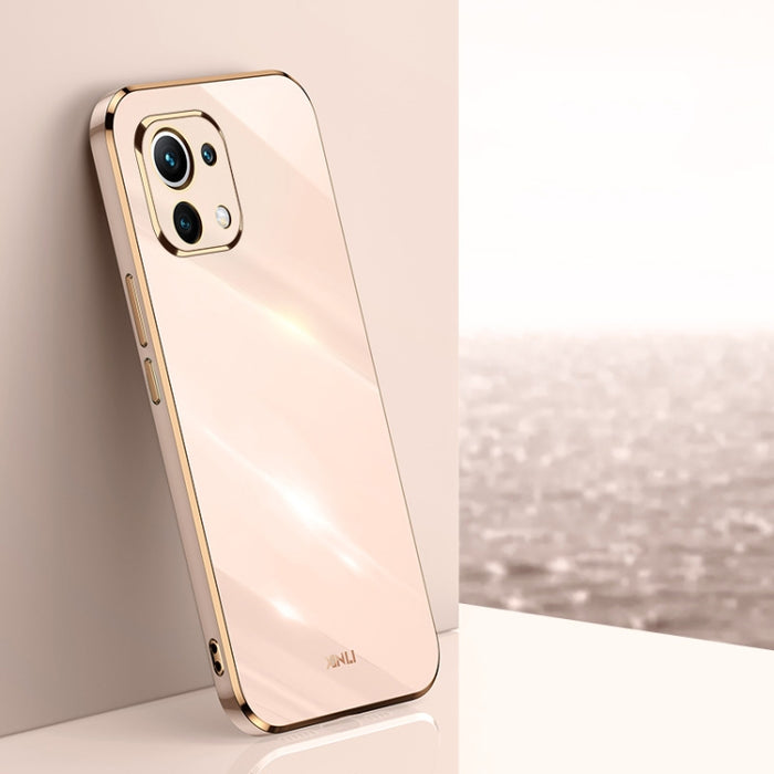 XINLI Straight 6D Plating Gold Edge TPU Estuche a prueba de golpes, For Xiaomi Mi 11 Lite