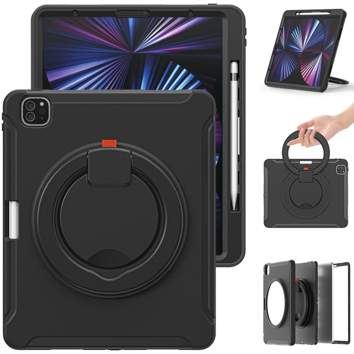 Estuche protector de TPU + PC a prueba de golpes con rotación de 360 grados Mango plegable Soporte de agarre Ranura para bolígrafo