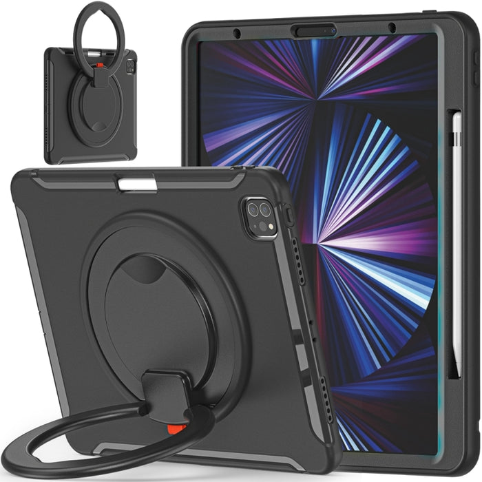Estuche protector de TPU + PC a prueba de golpes con rotación de 360 grados Mango plegable Soporte de agarre Ranura para bolígrafo