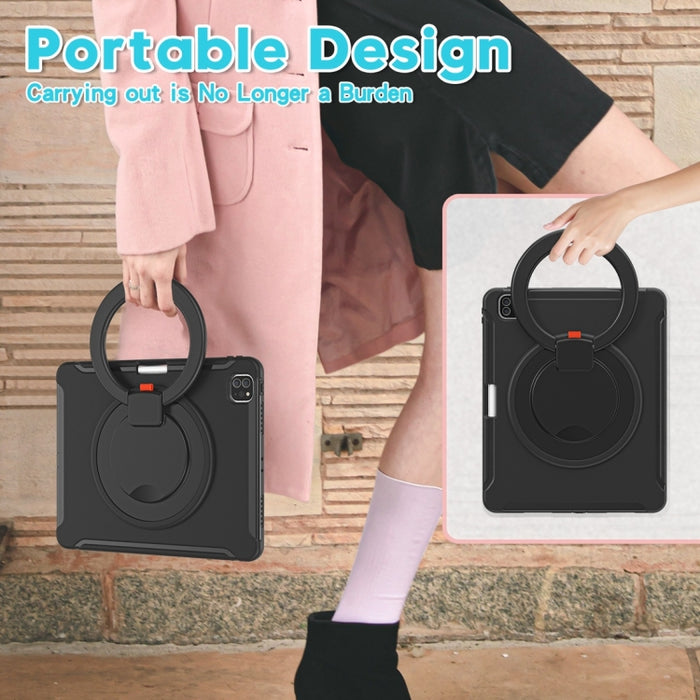 Estuche protector de TPU + PC a prueba de golpes con rotación de 360 grados Mango plegable Soporte de agarre Ranura para bolígrafo