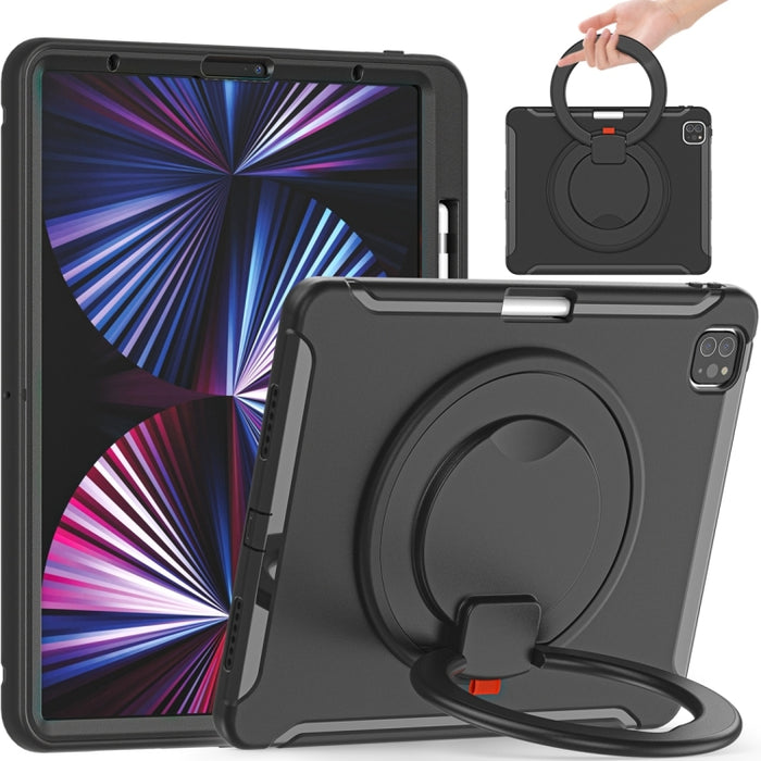 Estuche protector de TPU + PC a prueba de golpes con rotación de 360 grados Mango plegable Soporte de agarre Ranura para bolígrafo