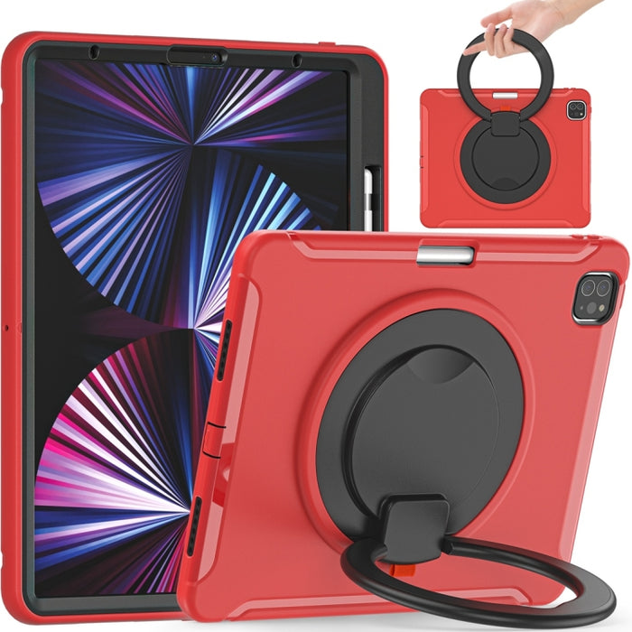 Estuche protector de TPU + PC a prueba de golpes con rotación de 360 grados Mango plegable Soporte de agarre Ranura para bolígrafo