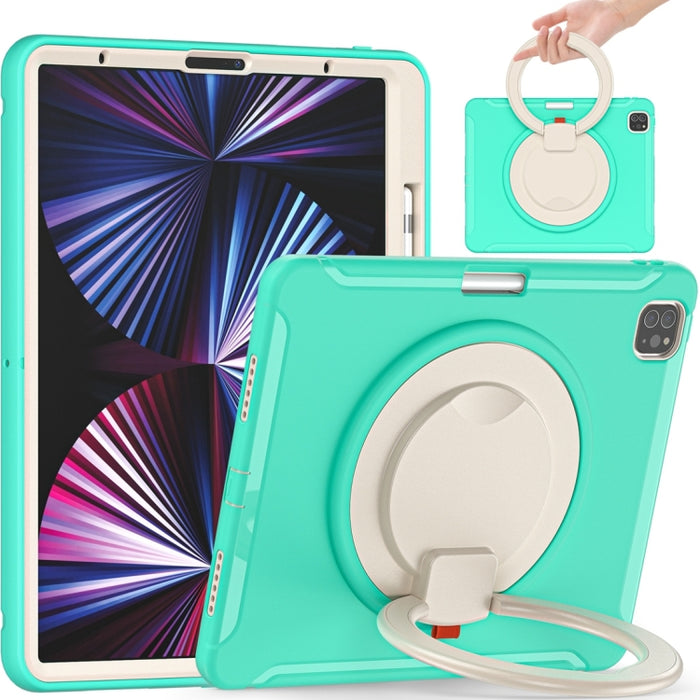 Estuche protector de TPU + PC a prueba de golpes con rotación de 360 grados Mango plegable Soporte de agarre Ranura para bolígrafo