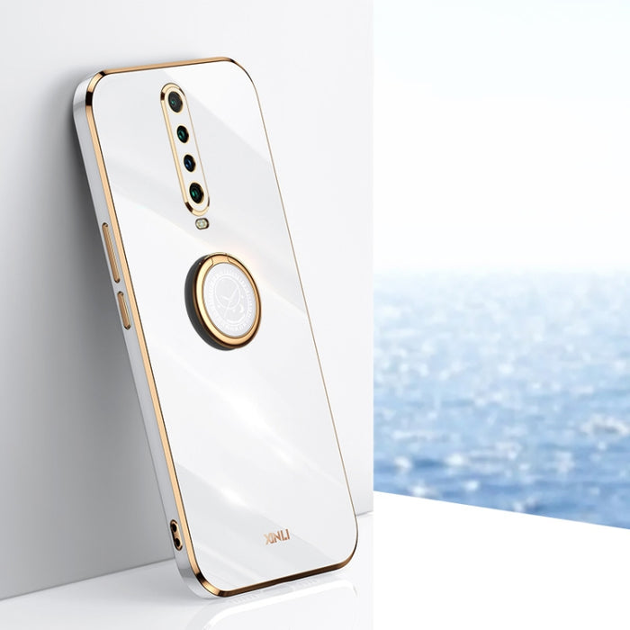 XINLI Straight 6D Plating Gold Edge TPU Estuche a prueba de golpes con soporte para anillo, For Xiaomi Redmi K30, For Xiaomi Redmi K40, For Xiaomi Redmi Note 8 Pro, For Xiaomi Redmi Note 9 4G, For Xiaomi Redmi Note 9 5G, For Xiaomi Redmi Note 9S       ...