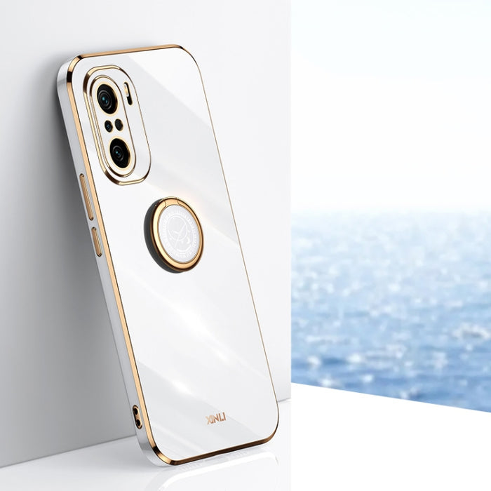 XINLI Straight 6D Plating Gold Edge TPU Estuche a prueba de golpes con soporte para anillo, For Xiaomi Redmi K30, For Xiaomi Redmi K40, For Xiaomi Redmi Note 8 Pro, For Xiaomi Redmi Note 9 4G, For Xiaomi Redmi Note 9 5G, For Xiaomi Redmi Note 9S       ...